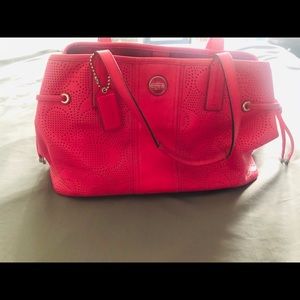 COACH Shoulder Bag, Pink, Pebble Leather